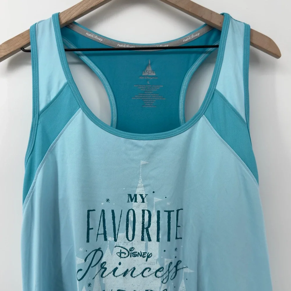 Disney 2022 Princess Half Marathon Racerback Tank Top Blue Women L‎ Activewear - Picture 2 of 5